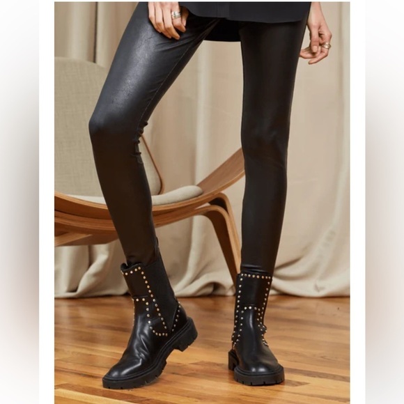Lysse Pants - Lyssé Matilda High Waist Legging Black Faux Leather Foil Large